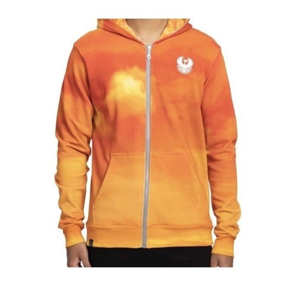 Pokemon Orange Tie Dye Full‎ Zip Hoodie Sweatshirt w/Graphic